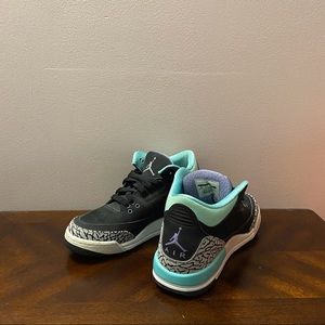 Kids Bleached Turquoise Jordan Retro 3’s